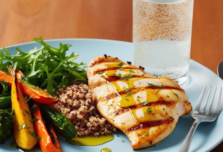 a well-balanced healthy plate of food for GLP-1 nutrition