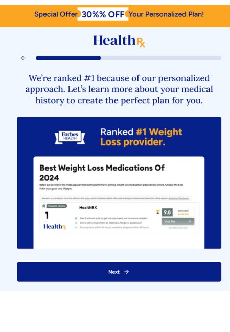 ranked #1 forbes health during health rx quiz