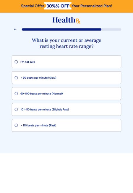 resting hear rate question during health rx quiz