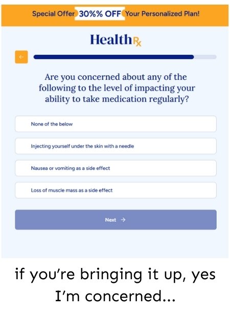 side effects question during health rx quiz