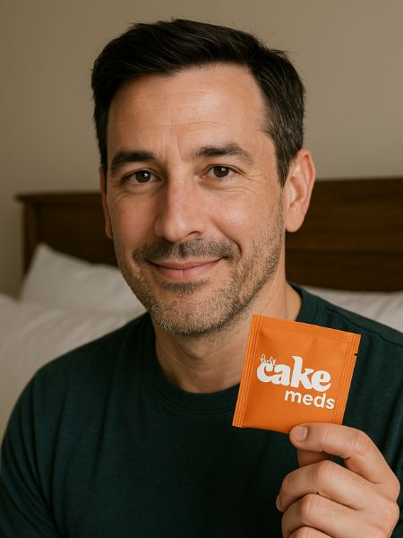 husband holding cake ed meds
