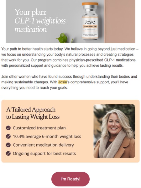 join josie - email after signing up